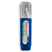 Pentel Presto Pen Pentel Presto Pen The Pentel Presto is a classic, pocket-sized correction fluid pen with permanent, opaque white ink that effortlessly covers almost any surface. The Presto valve system is pump-action, but the soft and squeezable body means you can control the flow of ink easily. Shake well and use often!