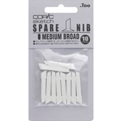 Copic Sketch Spare Nib: Medium Broad   Copic Sketch Spare Medium Broad Replacement Nib 10-PackThese are the replacement nibs for the broad or chisel end of your Copic Sketch markers. Having these handy make it easy to update when your nib fibers start to get too loose or lose shape.