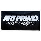 Art Primo Handstyle Vinyl Banner Art Primo Handstyle Vinyl BannerThis sturdy vinyl banner features a bold Art Primo logo and our "Graff Supplies" handstyle. Perfect for hanging in the shop, from a lift while painting, or anywhere you want to show your AP pride! Handstyle Banner measures 24x48" with finished edges and grommets for e