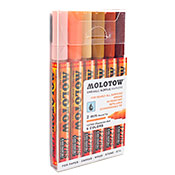One4All 127HS Acrylic Character 6-Marker Set One4All 127HS Acrylic Character 6-Marker SetMolotow's 127 set includes 6 x ONE4ALL 127HS. Each marker is equipped with the exchangeable 2mm Round-Tip.
Color Listing;
1 x 092 hazelnut brown 
1 x 010 lobster
1 x 208 ocher brown light 
1 x 009 sahara beige pastel
1 x 117 peach pastel 
1 x 115 vanilla


*Packing Varies


Click Here To See Our Marker Comparison Chart