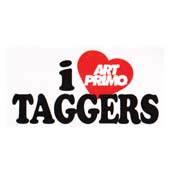 AP Sticker 10 Pack - I Heart Taggers AP Sticker 10 Pack - I Heart TaggersThis is our official Art Primo sticker pack featuring the I Heart Taggers design. Stickers measure approximately 1.5 inches high and 2.5 inches wide. Coated paper fronts backed with ultra-strong adhesive. 10pcs. 