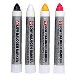 Sakura Solid Marker - Low Halogen Sakura Solid Marker - Low HalogenThis version of the classic Sakura Solid is specially formulated for specific industrial applications. It has a low chloride and low halogen solidified paint formula ideal for environments where corrosion and metal fatigue are a concern. Low Halogen Marker contains less halogens (Br, Cl, F, I) and metal ingredients (Zn, Pb, Hg, Cu, Fe, S) meeting RDT F-7-3T requirements. Certified nontoxic.Please note: This solid marker can be removed from most nonporous surfaces with alcohol based cleaners. 