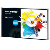 Molotow Aqua Pad 10.5 x 15 Molotow Aqua Pad 10.5" x 15"Perfect for the Aqua Marker line, the Molotow Aqua Pad will suit any water based illustrative needs. It features 24 sheets of high quality 180 g/m2 paper perfect bound with a soft cover for easy tear away pages.