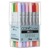 Copic Ciao Basic 24-Marker Set Copic Ciao Basic 24-Marker Set: IB24Ciao Markers made by Copic have two durable polyester nibs - a Super Brush on one end and a Medium Broad nib on the other. The markers are low-odor, and can be used on paper, wood, fabric, plastics, leather, and more. Perfect for beginning sketch artists.



