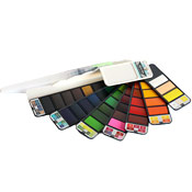 CraftWave Aqua Fan Watercolor Set- 42 Color CraftWave Aqua Fan Watercolor Set- 42 Color  Art Primo and CraftWave are proud to introduce the world's most compact professional grade watercolor set: the Aqua Fan!

Perfectly sized for slipping into a pocket or backpack, these "paint chip"  inspired kits feature solid watercolors hand selected for superior blendability and pigmentation. Aqua Fans include a built-in mixing pan and refillable watercolor brush-pen. Conforms to ASTM-D. Certified non-toxic and suitable for all ages. Aqua Fan 42 pan measures approximately 8"Lx2"W. 


