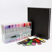 Copic CIAO Marker Artist Pack Copic CIAO Marker Artist PackElevate your art and wile away the hours in creative bliss with our new Copic pack! We've slashed the price of this 72pc Marker set in half and added our favorite Art Primo Black Book as well as an 42-shade travel watercolor set from Craft Wave. This is the ABSOLUTE lowest price you'll ever find on Copics, exclusively at Art Primo. Available while supplies last. Valued at over $350!About Copic and Copic CIAO Markers: Copic sets the industry standard for quality and durability; made in Japan and developed especially for use by comic-book and graphic artists. Copic CIAO Markers are designed to be an economical introduction to the brand. CIAO are dual-ended with a round barrel and a broad, chisel-style nib on one side and a brush nib on the other. The 72pc Set A featured here has a wide range of colors from fleshtones to greys to brights. 

Copic CIAO Artist Pack includes: 
1x 72pc Copic CIAO Marker Set A 
1 x Art Primo 8.5x11" Black Book Sketchbook
1x 42 Color Craft Wave Aqua Fan Watercolor Set with refillable Brush Pen