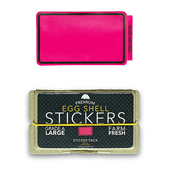 Egg Shell Stickers Pink Line Border Blank  Pink Line Border Blank Egg Shell StickersThis classic design from Eggshell Sticker Company in Hong Kong features a magenta pink background with a thin black line border. 
Eggshell Brand blank stickers are packaged in egg-carton inspired cardboard boxes and feature EZ-peel edges. Stickers measure approximately 10 x 6cm (3.93 x 2.36in). 80pcs.

