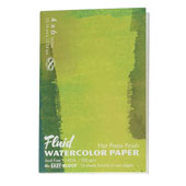 Fluid Watercolor Paper: Hot Press Fluid Watercolor Paper: Hot PressA high quality and affordable watercolor paper block. Fluid Watercolor Paper comes from a 1618 European mill and produced in small batches and at slow speeds. For Easy Paper blocks, the papers are glued on 2 edges which holds the top sheet flat and allows for easy removal.

This block consists of 15 sheets of 140lbs/ 300gsm hot pressed watercolor paper for a nice and smooth finish. This paper is ideal for graphic markers such as Stylefile, Copic, and Prismacolors.