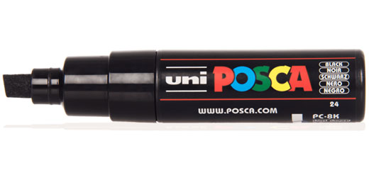UNI-BALL POSCA MARKER PEN PC-17K - XXL Chisel Tip for Large Backgrounds -  Single Pen - Available in 10 Colours (Black)