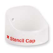 Stencil Cap Stencil Cap for Spray Paint Can  Someone has finally read our minds and created a ready made stencil cap! With this cap, you will no longer spend 15 minutes or more having to making your own from scratch- just pick up a few of these and you are set! These ready made stencil caps will give far more consistent and precise results than their home made cousins, too.    The stencil cap is used to create ultra thin lines by installing it on your spray can in front of the nozzle, effectively stopping the flow of most of the paint. The paint that makes it through the stencil cap creates lines which are far thinner than any spray cap available. Expert tip: things can get messy after a few uses, so keep a rag close by for easy clean up.      If you are using the Stencil Cap with Montana Gold, be sure to take the color indicator off of the can before use. This ensures that the cap is aligned properly with the hole of the Stencil Cap.     