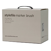 Stylefile Brush 72 Marker - Main A Set Stylefile Brush 72 Marker - Main A SetThis 72 piece Main Set A contains a comprehensive range Stylefile's iconic Brush Markers as well as a black marker and a colorless blender for creating crisp lines and smooth gradients. Stylefile markers are known for their pigment-rich ink, ideal for professional-grade drawings and illustrations. This set is a fantastic value and would be a wonderful addition to a professional artist's studio, classroom, or as an upgrade for the serious blackbooker Set arrives packaged in a sturdy acrylic case for storage and organization. About these markers:
Stylefile markers are extremely versatile with both a firm wedge and a flexible brush tip for smooth application and crisp definition. Pair them with the Stylefile Black Book for the ultimate drawing session! Refillable. Xylene free.

Set includes:
114, 118, 156, 160, 164, 166, 170, 210, 212, 216, 300, 306, 314, 316, 352, 356, 358, 360, 362, 366, 370, 372, 416, 428, 450, 456, 460, 462, 466, 510, 514, 518, 522, 550, 552, 556, 558, 562, 602, 606, 610, 632, 640, 644, 652, 666, 670, 802, 804, 810, 816, 900, CG1, CG3, CG5, CG7, CG9, NG0, NG1, NG2, NG3, NG4, NG5, NG6, NG7, NG8, NG9, WG1, WG3, WG5, WG7, WG9.