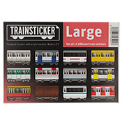 Large TRAINSTICKER Sticker Set Large TRAINSTICKER Sticker SetThese colorful train stickers are sold in packs of 12 (1x 12 designs) and pair well with your favorite acrylic markers to recreate full-color pieces and tags on trains and subway cars from across Europe. Imported from Germany. Large measures 6"Hx8.5"L.AP Tip: Try the TRAINSTICKER Sets with Molotow One4All Markers, then use a dash of Liquid Chrome to add shines!