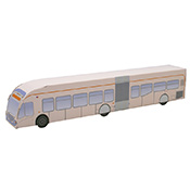 3D Paper Bus: #624 Bus O 3D Paper Bus: #624 Bus OBuild your own bus with this printed, heavyweight foldable model! Ships flat and perforated- simply punch out the design, fold it and insert the tabs to hold. Great for practicing miniature throwies and fills! Bus #624 is primarily a pale pink with orange and grey accents. Assembled size measures approx 7x1.5x2". 