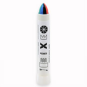 AP Split Solid - 8 Way AP Split Solid - 8 WayGet crazy with the ULTIMATE split paint marker! These handmade eight-color markers blend a mix of brights, bold black and poppin' white together for the ultimate rainbow effect. Created exclusively for Art Primo, these solid paint markers create a swirl of color to make your tags pop. Like traditional solids, these eight-way splits have a buttery texture perfect for writing on a wide range of surfaces: concrete, glass, brick, metal, rust, and more. These streakers are UV-resistant, permanent, and usable even in wet weather.