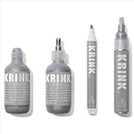 Krink Silver Paint Marker Set Krink Silver Paint Marker SetThe ultimate starter set of Krink silver markers featuring Krink's iconic alcohol-based paint. Krink Silver is safe for indoor use and recommended for use on glass, canvas, wood, metal and more. This set arrives ready to gift and packaged in a silver Krink box. Handmade 