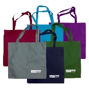 Montana Black Logo Eco PP Tote These lightweight, reusable tote bags are made of recycled PP plastic and suitable for carrying up to nine cans. Although they are not as durable as a cotton tote, they're great for wrapping gifts and smaller groceries.