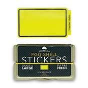 Egg Shell Yellow Line Border Sticker Pack Egg Shell Yellow Line Border Sticker PackThis classic design from Eggshell Sticker Company in Hong Kong features a yellow background with a thin black line border. 
Eggshell Brand blank stickers are packaged in egg-carton inspired cardboard boxes and feature EZ-peel edges. Stickers measure approximately 10 x 6cm (3.93 x 2.36in). 80pcs.
