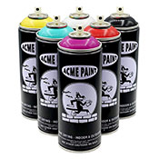 ACME Appetizer 6-Can Pack ACME Appetizer 6-Can PackGive the gift of ACME with this sweet six can sampler. ACME cans feature UV-resistant, buttery paint with a variable pressure valve system, and an expanded range of colors. Pack colors hand-selected by our highly capable warehouse team. No requests, please. About ACME: ACME Paint is  UV-resistant, fast-drying, and highly opaque with a semi-gloss finish.  ACME cans are equipped with a variable pressure, European-style female valve system and a .             