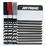 Bite the Bullet Marker Pack Bite the Bullet Marker PackThis kit contains three of our popular Art Primo Bullet Paint Markers and 10pc set of our classic blank Art Primo "Hello My Name Is" slaps.   Includes:  3x AP Bullet Markers (assorted colors)  10 x AP Hello My Name Is New Classic Blank Slaps