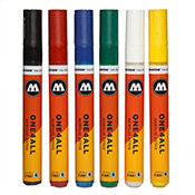 One4All 227HS Basic 1 6-Marker Set One4All 227HS Basic 1 6-Marker SetThis Basic-1 set includes the six best-selling shades of Molotow's One4All 227HS acrylic markers. Perfect for new artists or experienced creatives restocking their hoard! Molotow 227 Markers are equipped with a durable, replaceable 4mm round bullet style nib. Refillable. Imported.  Included in this set:  1 x 006 Zinc Yellow   1 x 096 MISTER GREEN  1 x 013 Traffic Red   1 x 204 True Blue   1 x 160 Signal White   1 x 180 Signal Black  