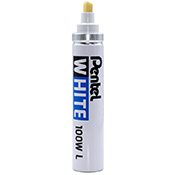 Pentel White Jumbo 100W-L Pentel White Jumbo 100W-LNew! The Pentel White 100W-L marker contains the same permanent, opaque white paint as the 100W, but features a larger body and a 5mm chisel-tip nib. Refillable, replaceable nib. Imported from Japan.Recommended refill: Marsh T-Grade in White 