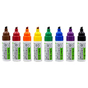 Artline 6mm Chisel 8 Marker Set Artline 6mm Chisel 8 Marker SetThis marker set includes eight shades of the Artline 6mm Chisel Marker: Red, Orange, Yellow, Green, Blue, Violet, Black, and Brown. Artline Chisel Markers contain a permanent, alcohol-based dye ink and are perfect for cardboard, glass, plastic, metal, canvas, and more. Imported from Japan.   Single Artline Chisel Markers in Black are available .