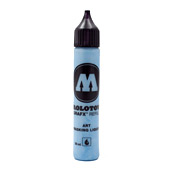 Molotow GRAFX Art Masking Liquid 30ml Refill  Molotow GRAFX Art Masking Liquid 30ml Refill 
The Molotow GRAFX Art Masking Liquid is a very handy tool to have when working on blackbooks, sketching and fine art. How is works is that this marker has a special ink that acts as a masking liquid when layered with other markers. For example, you're going a piece in your blackbook. The fill you want to do is super detailed, but you want highlights that are nice and clean and dont interfere with your fill. Using the Molotow Masking Pen, you draw in the details you want to stay keep clean. You would then proceed to color the piece like you normally would, while marking over the masking liquid. Once everything has a chance to dry, you can then run the masking fluid away to reveal the original page color underneath. Awesome! 
The Molotow Masking pen is designed to work with the Molotow GRAFX Aqua marker system but it can also work with alcohol based permanent inks such as the Molotow Masterpiece Markers. Use this to refill your Molotow GRAFX Art Masking Liquid Marker. This refill ink comes in a 30ml (1oz) bottle. 
