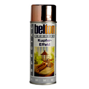 Belton Special Copper Belton Special CopperBelton Special is the ultimate metal-effect spray paint, offering an a mirror-like shine with intense concentration of metallic pigments and a fast-drying formula. Appreciated by professionals, crafters, automotive enthusiasts and and artists alike, Special adds a shiny, polished finish on various surfaces, including glass, metal, wood, plastics, polystyrene, stone, clay, ceramics, bone, and more. Belton Special is wear-resistant but will maintain the highest shine on objects kept indoors. Imported from Germany.  AP Tip: Some clear coats may dull the shine of this unique paint. Before clear-coating your project, we recommend a patch test to determine paint compatibility. 