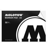 MOLOTOW Marker Pad A3 11x17  MOLOTOW Marker Pad A3 11x17 With 32 sheets of 120 g/m2 white paper in a large format the sky is the limit! Suitable for all markers, paint, alcohol and pencils.