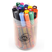 One4All 127HS Acrylic Marker Main Kit 1 One4All 127HS Acrylic Marker Main Kit 1
This kit comes with (20) assorted Molotow 127 One4All High Solid Markers. Molotow 127s have 2mm bullet nibs, the nibs are replacable and the marker bodies are refillable with Molotow's One4All Refills. Imported. About these markers: 
Molotow High Solid One4All Markers are high-flow, highly pigmented acrylic markers designed specifically to meet the high standards of professional artists. They offer superior coverage and lasting color, plus Molotow's patented Flowmaster Valve system allows the paint to flow evenly with more consistency than any marker of its style.





