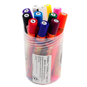 One4All 227HS Acrylic Marker Main Kit 1 One4All 227HS Acrylic Marker Main Kit 1
This set comes with (12) Molotow One4All Markers.
-Signal Black
-Signal White
-Mr. Green
-Hazelnut Brown
-Traffic Red
-Ces Violet
-Zinc Yellow
-Burgandy
-Dare Orange
-Mid-Shock Blue
-True Blue
-Neon Pink

Designed specifically to meet the high standards of professional artists. The High Solid markers have great coverage. Molotow's patented Flowmaster Valve system allows the paint to flow evenly with more consistency than any marker of its style. This marker has a 4mm nib which are replaceable.



